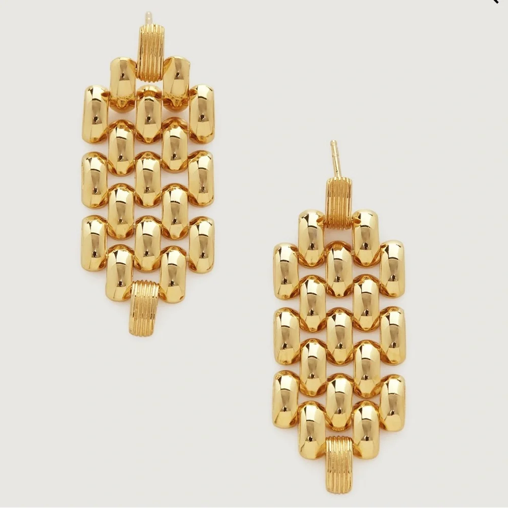 NIB Monica Vinader Heirloom Chain Earrings 18K Gold Vermeil Statement Classic - Picture 6 of 8